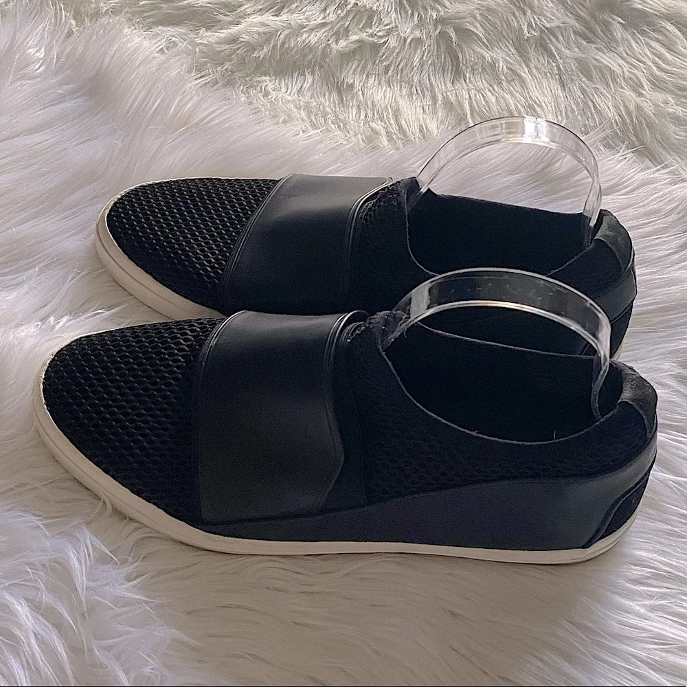 Zara Man size 44 black fabric & leather material sneakers slip ons loafers
